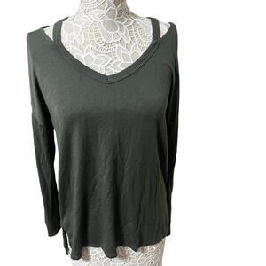 Ink Love & Peace Olive Green Long Sleeve Top Women’s XL Made in USA